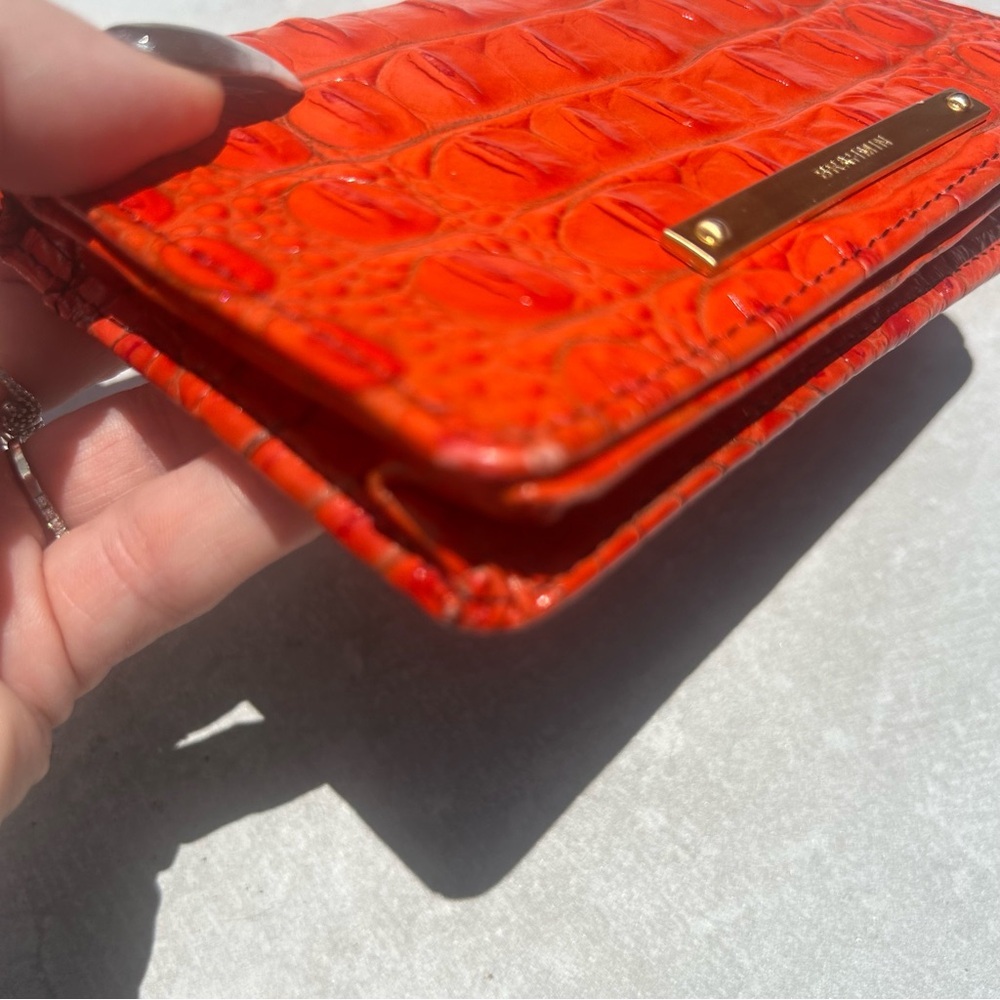 Brahmin fiery Red orange croc embossed backpack, wallet and tassel charm set - Picture 10 of 17